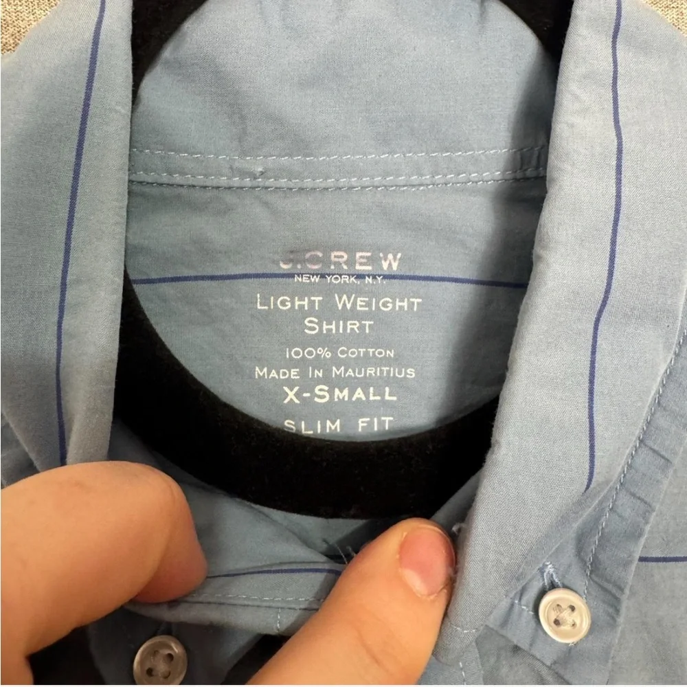 J.Crew Men XS Slim Fit Lightweight‎ Blue Striped Button Down Shirt Preppy Office